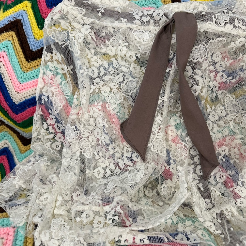 Free People Lace Bow Top